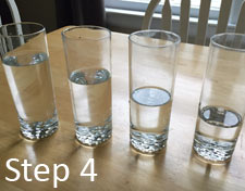 Water in glasses for xylophone