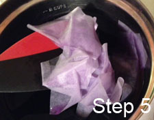 submerge paper in red cabbage juice